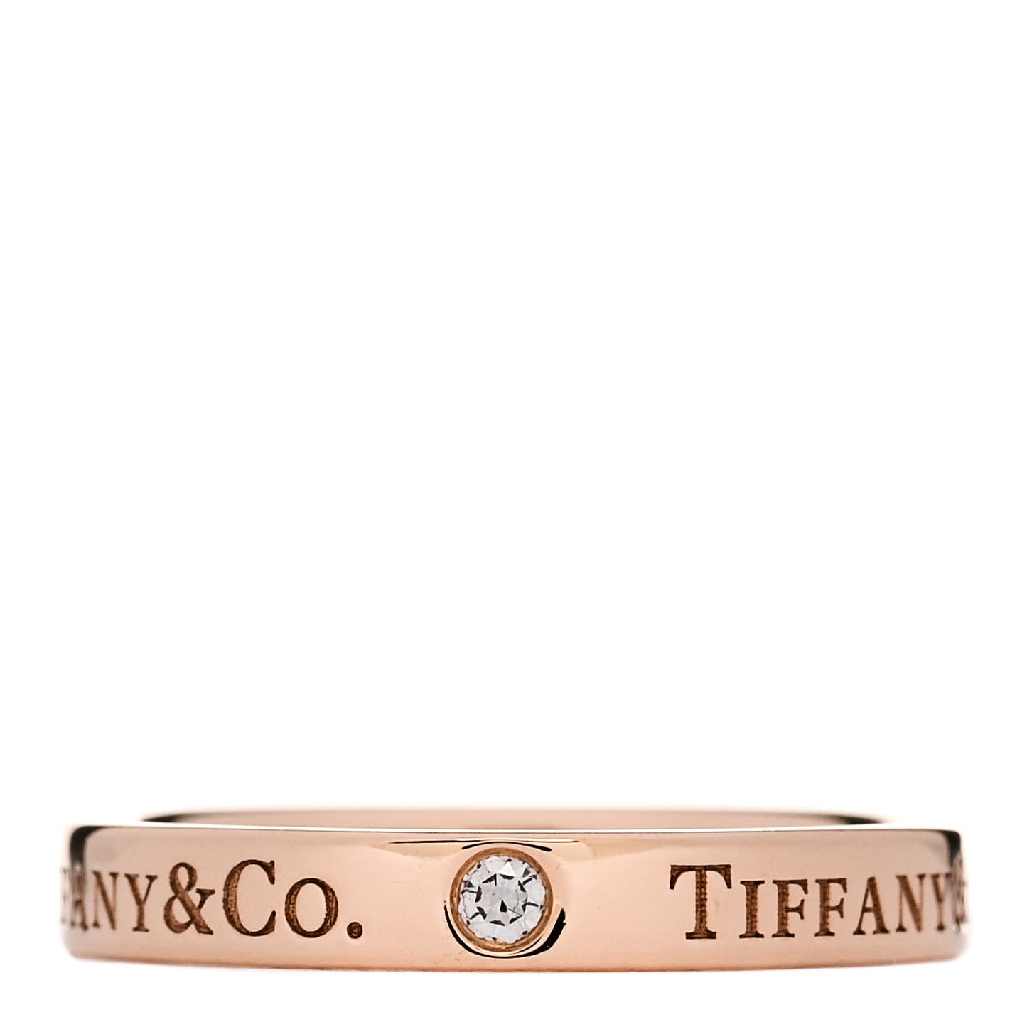 18K Rose Gold Diamond Logo Band Ring 52 6