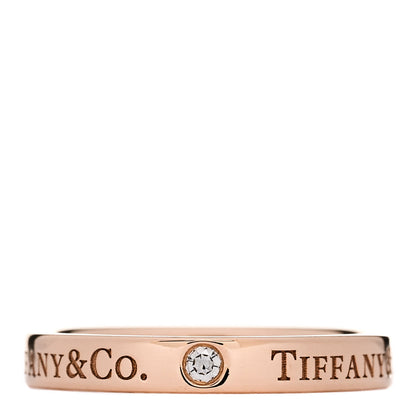 Tiffany 18K Rose Gold Diamond Logo Band Ring 52 6 1 of 5