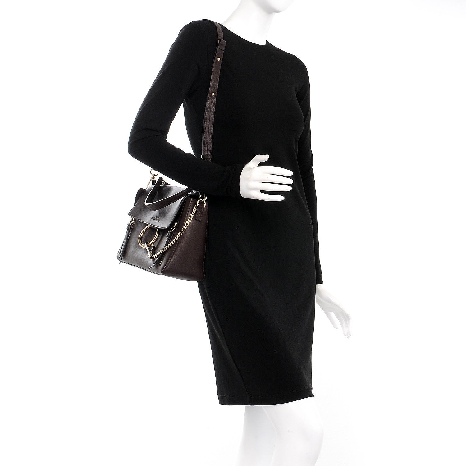 Chloe Calfskin Small Faye Day Shoulder Bag Carbon Brown 2 of 7