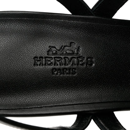 Hermes Calfskin Glamour 75 Sandals 40 Black 6 of 9