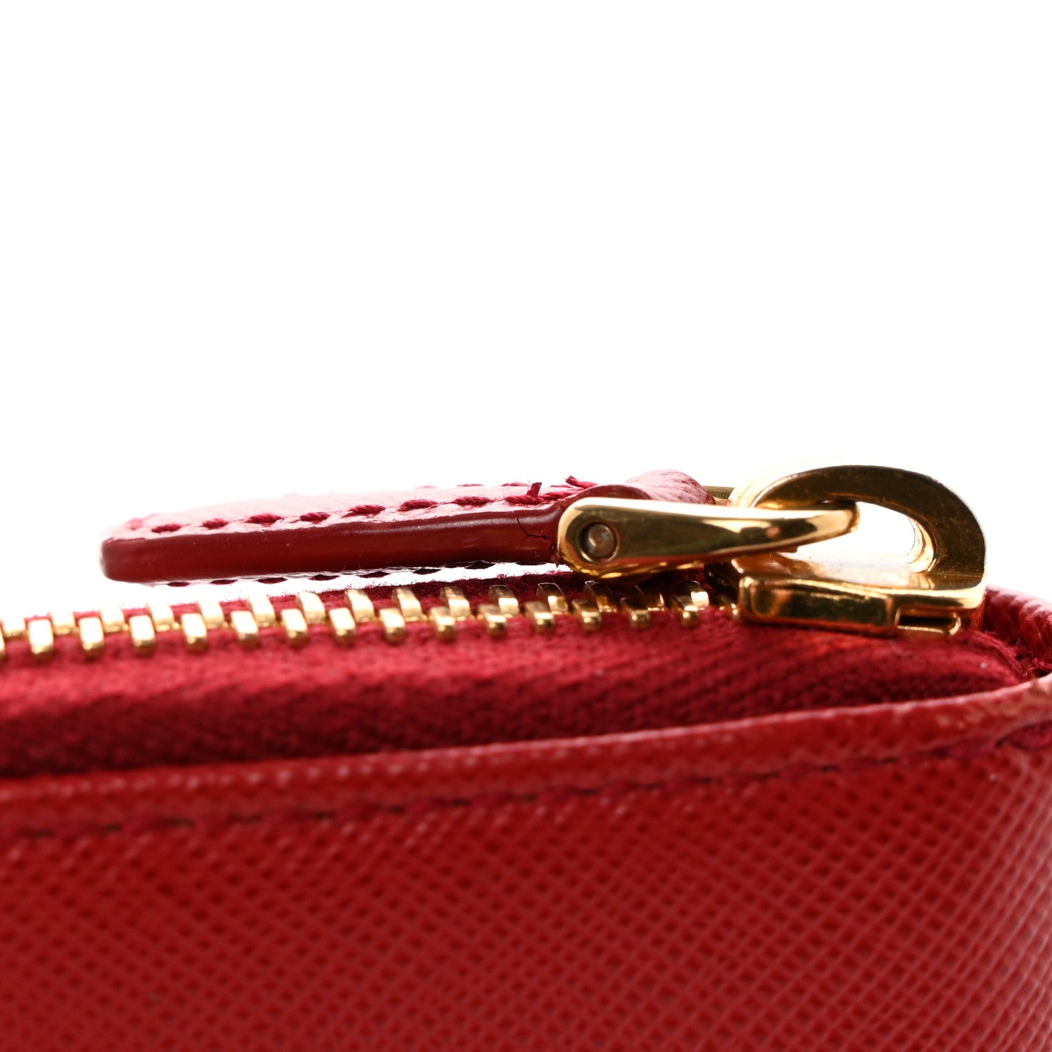 Prada Saffiano Metal Zip Coin Purse Fuoco 8 of 8