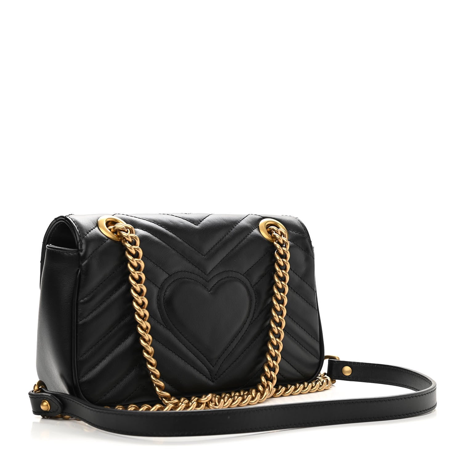 Gucci Calfskin Matelasse Mini GG Marmont Shoulder Bag Black 3 of 10