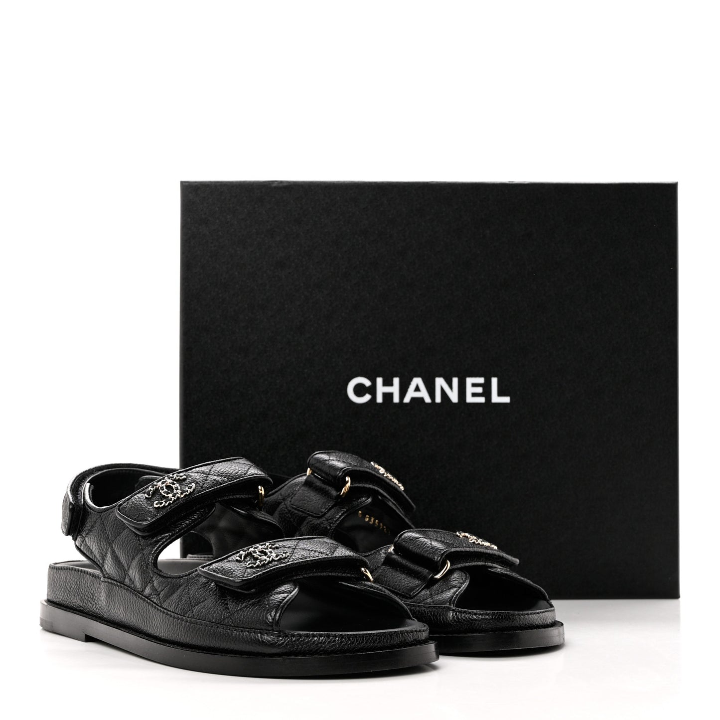 Grained Calfskin Velcro Dad Sandals 36.5 Black