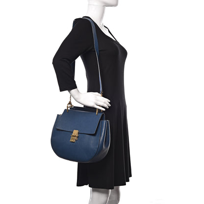 Chloe Grained Lambskin Large Drew Shoulder Bag Factory Blue 2 of 11