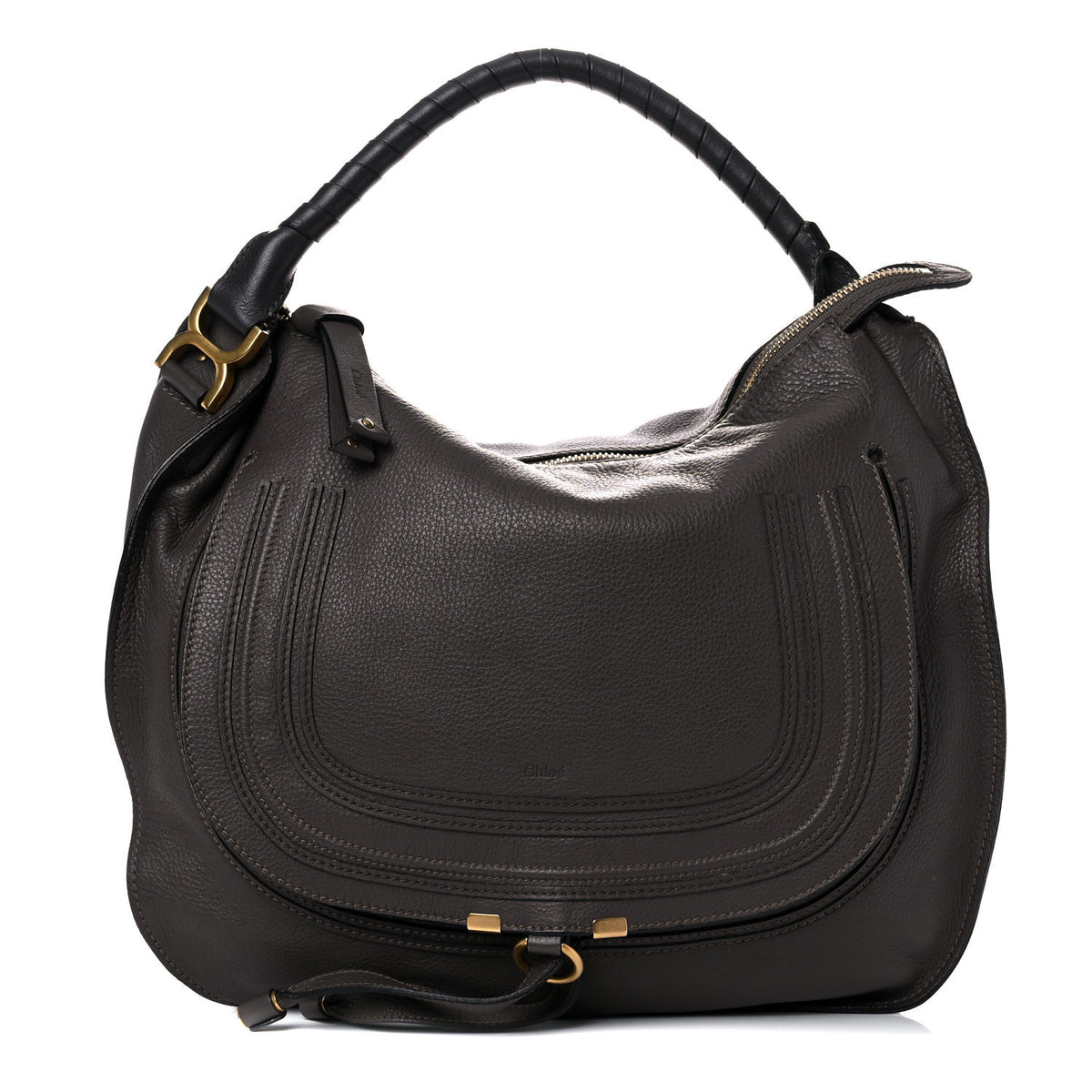 Calfskin Large Marcie Hobo Ash