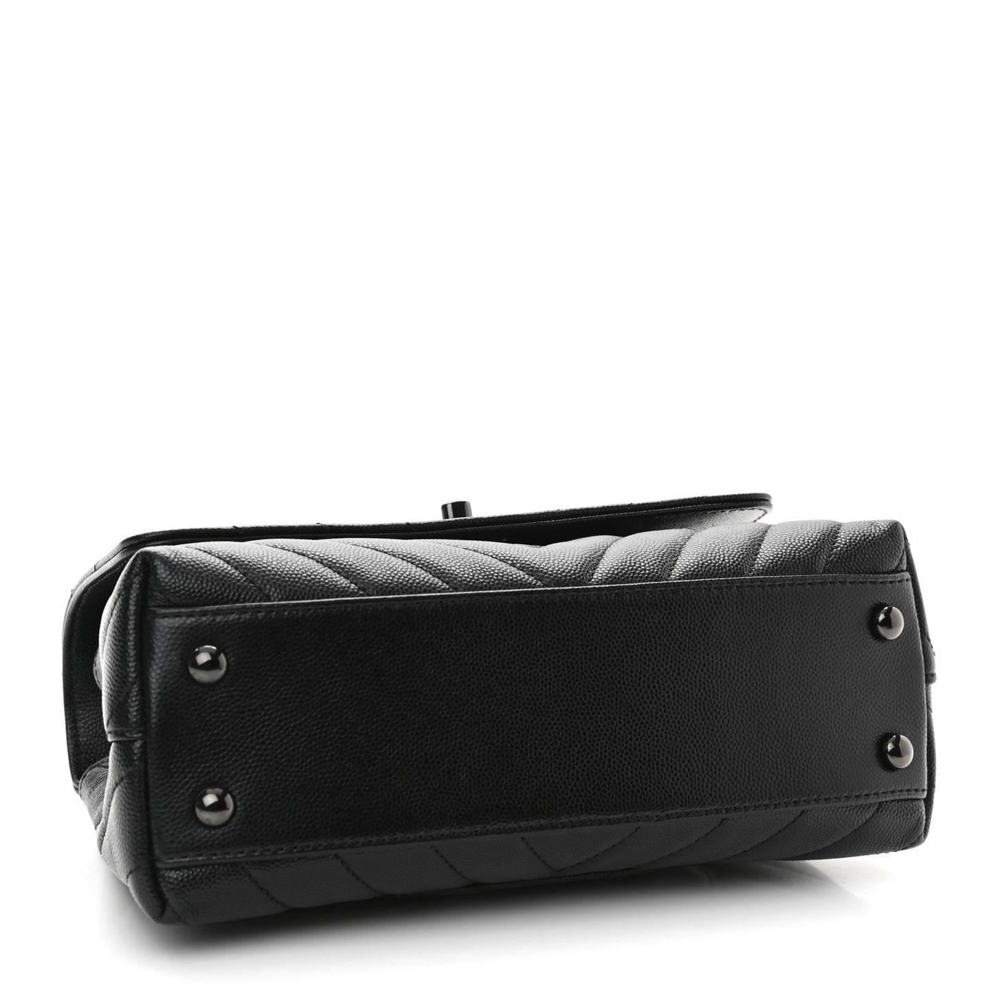 Caviar Chevron Quilted Mini Coco Handle Flap So Black