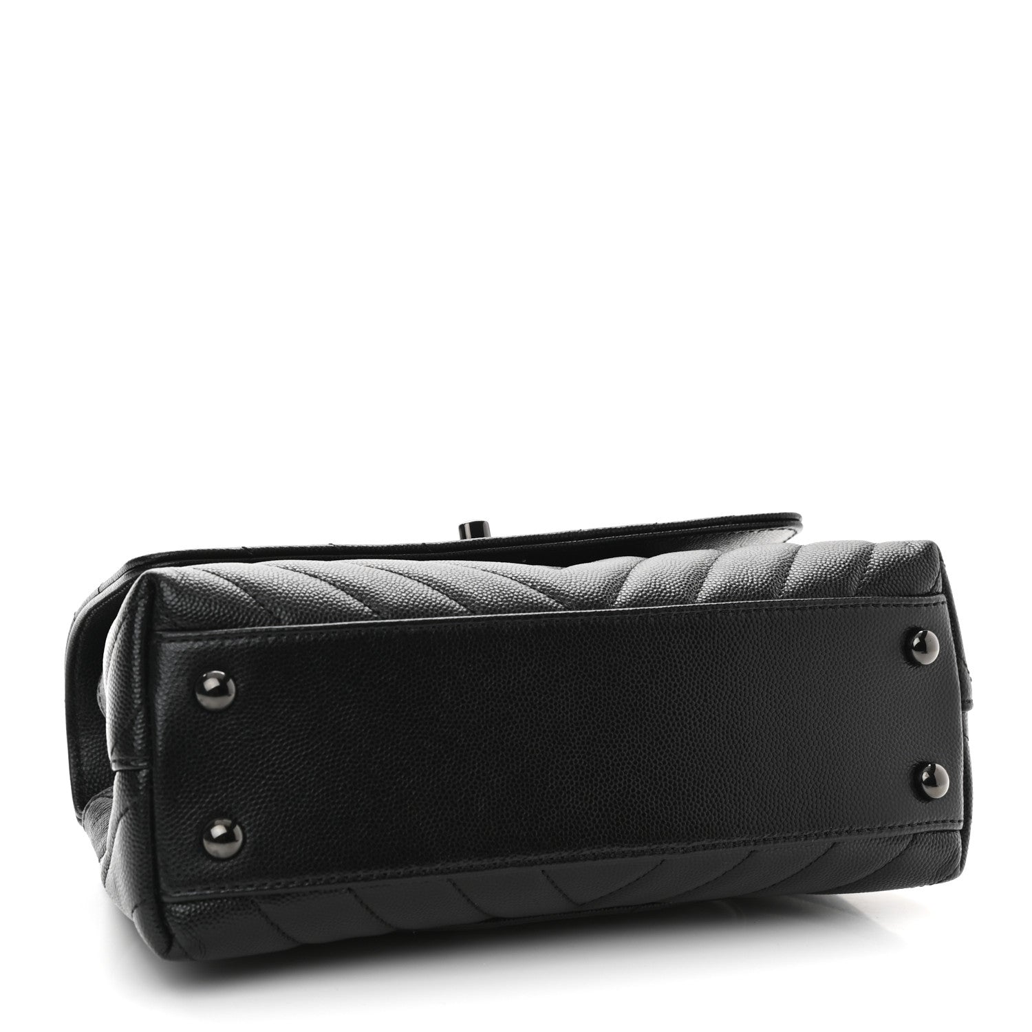 Chanel Caviar Chevron Quilted Mini Coco Handle Flap So Black 4 of 9