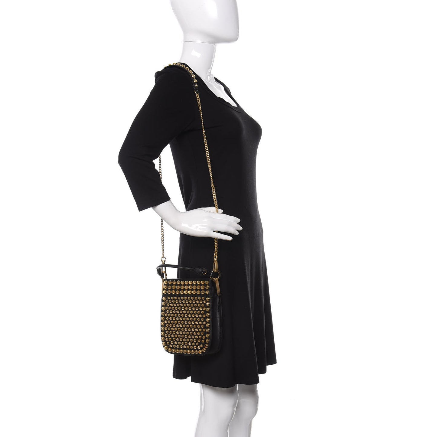 City Calfskin Studded Small Margit Bag Black