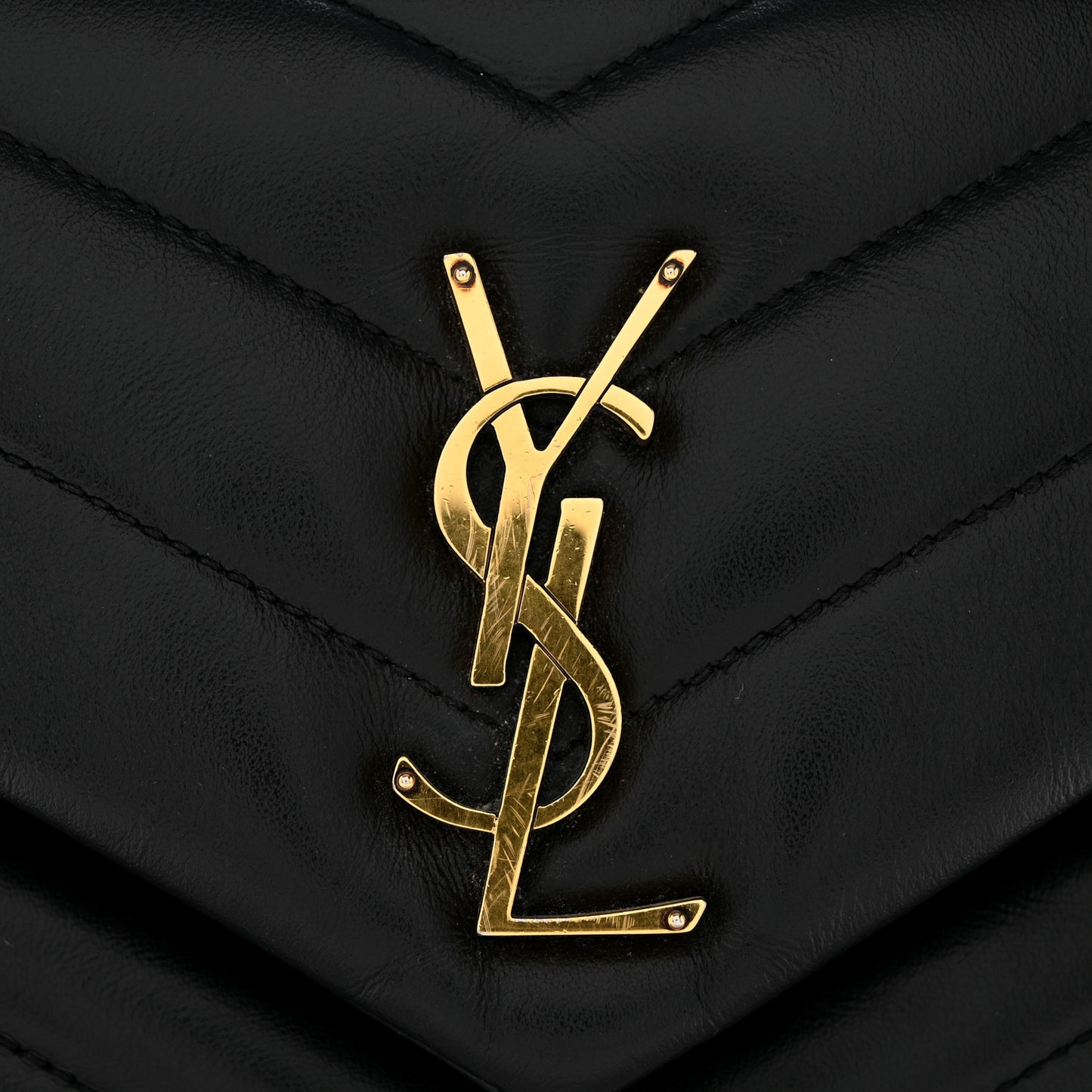 Calfskin Y Quilted Monogram Small Loulou Chain Satchel Black