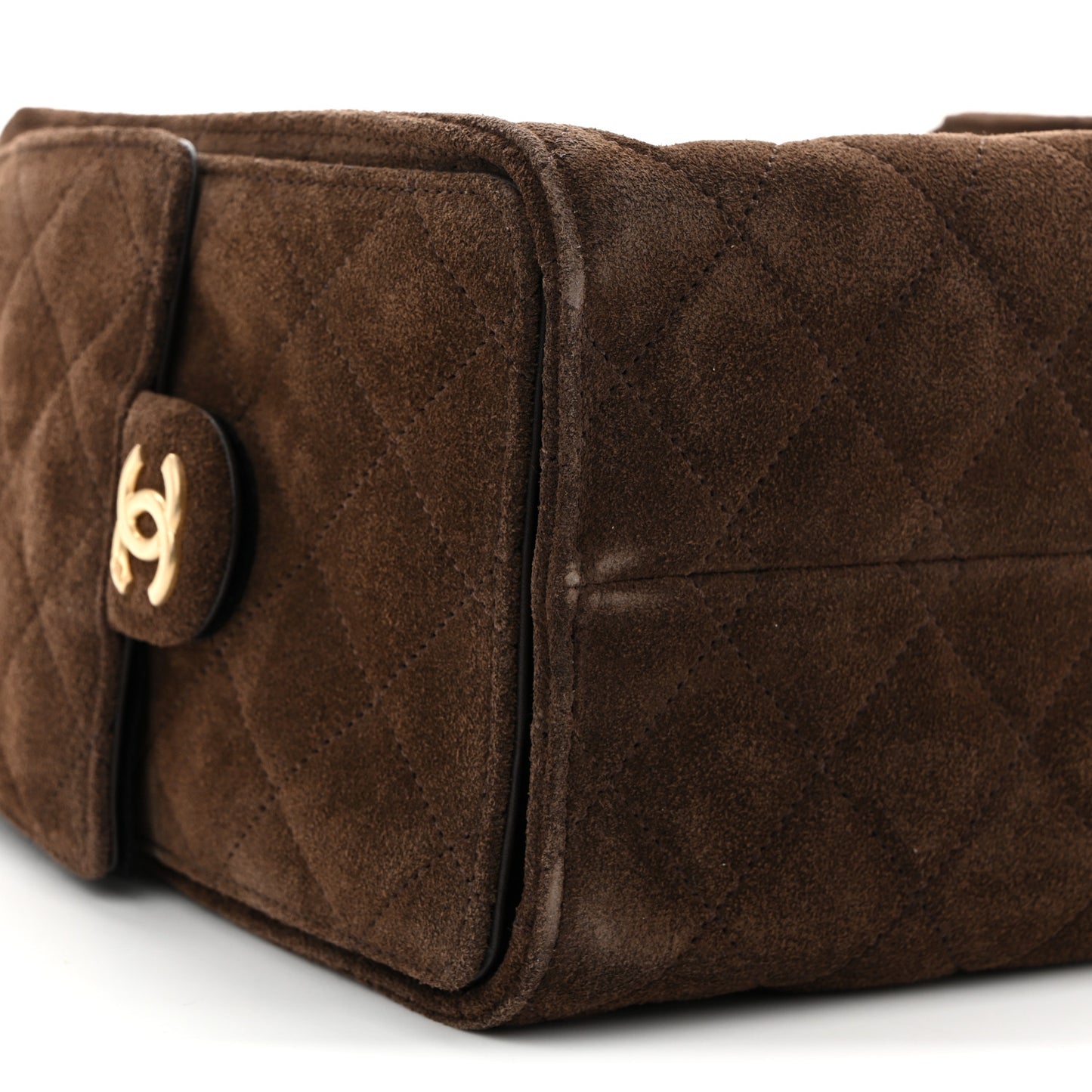 Suede Quilted Small Chanel 25 Handbag Dark Brown
