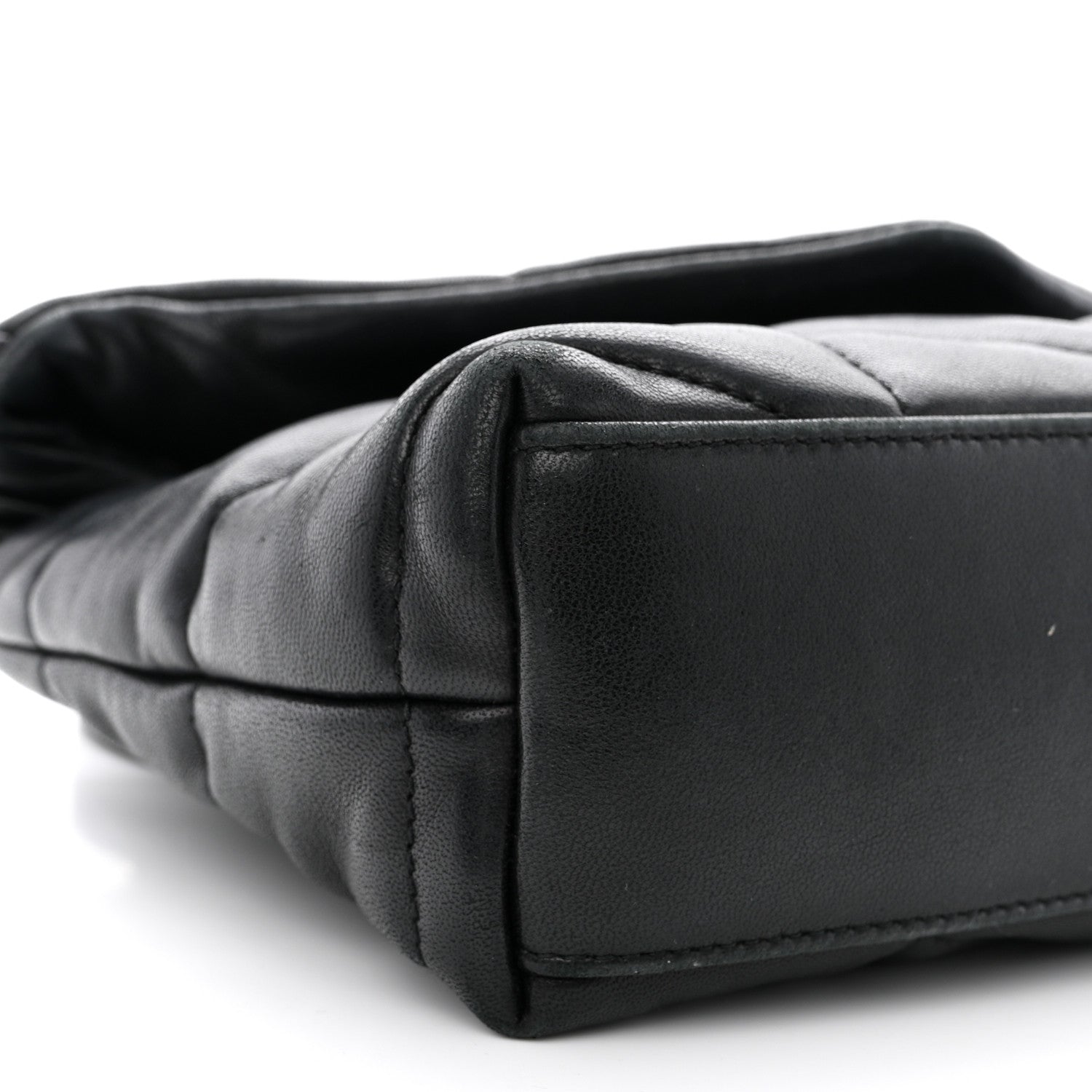 Saint Laurent Lambskin Quilted Toy Loulou Puffer Monogram Chain Satchel Black 9 of 10