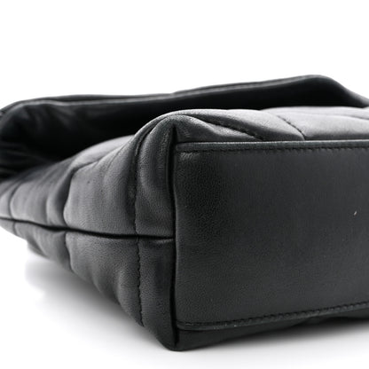 Saint Laurent Lambskin Quilted Toy Loulou Puffer Monogram Chain Satchel Black 9 of 10