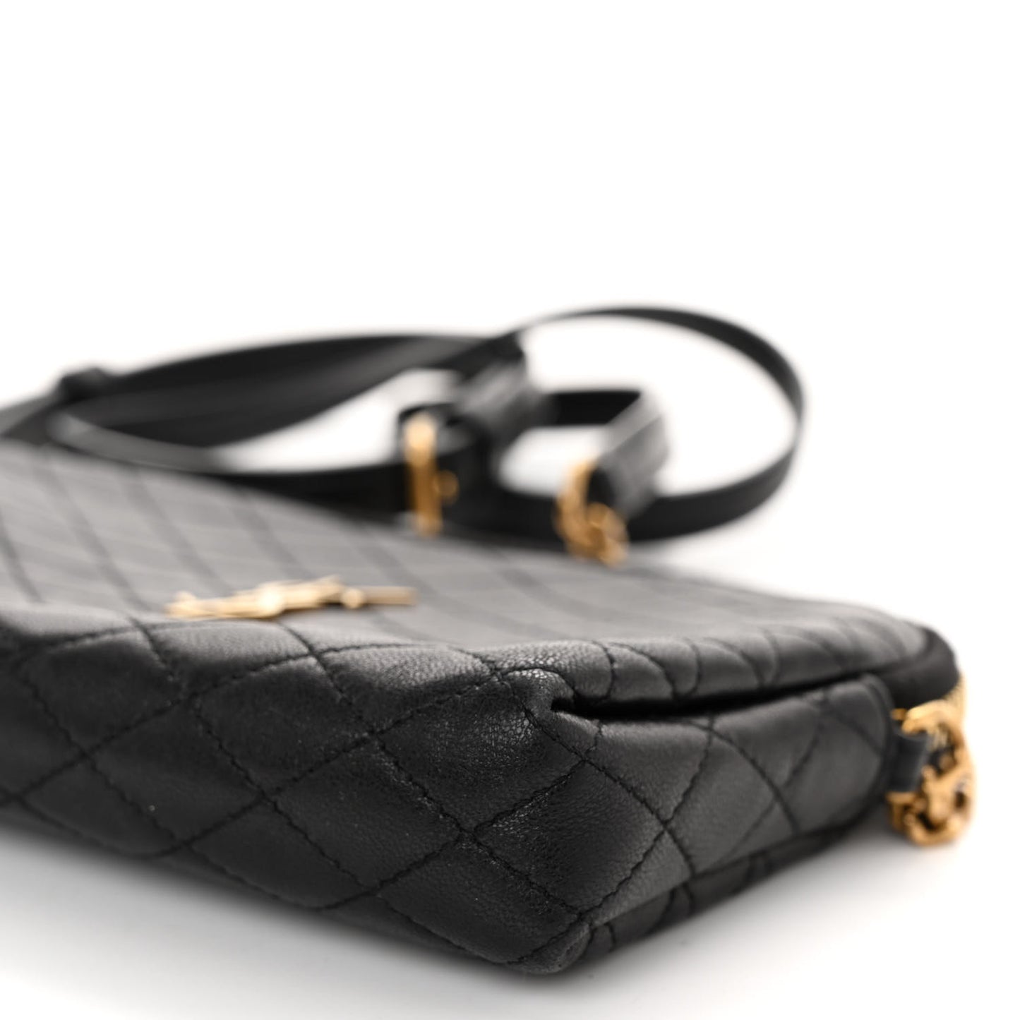 Lambskin Quilted Gaby Zipped Pouch Black