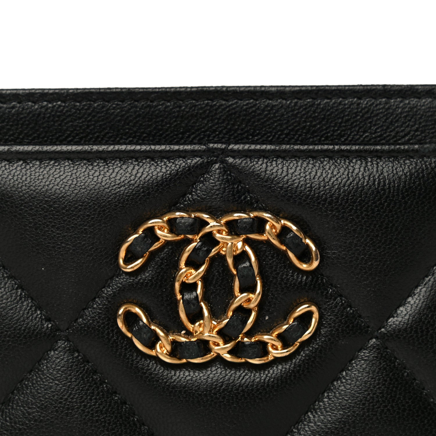 Chanel Lambskin Quilted Chanel 19 Card Holder Black 9 of 17