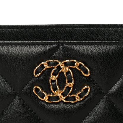 Chanel Lambskin Quilted Chanel 19 Card Holder Black 9 of 17