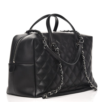 Chanel Calfskin Quilted Feather Weight Bowling Bag Black 4 of 15