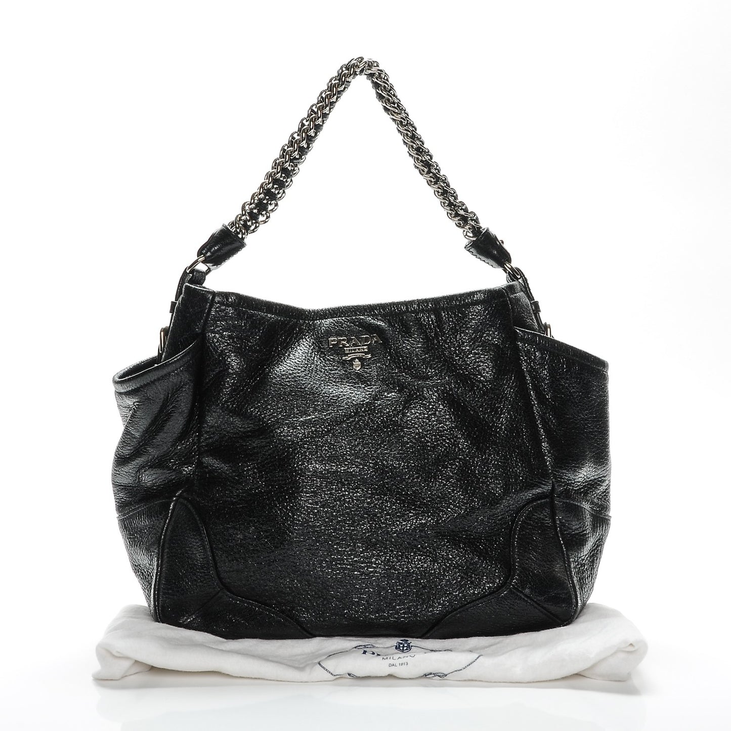 Cervo Lux Chain Shoulder Bag Nero Black