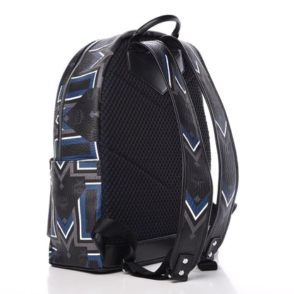 MCM Visetos Gunta Striped Printed Medium Stark Backpack Black 3 of 10