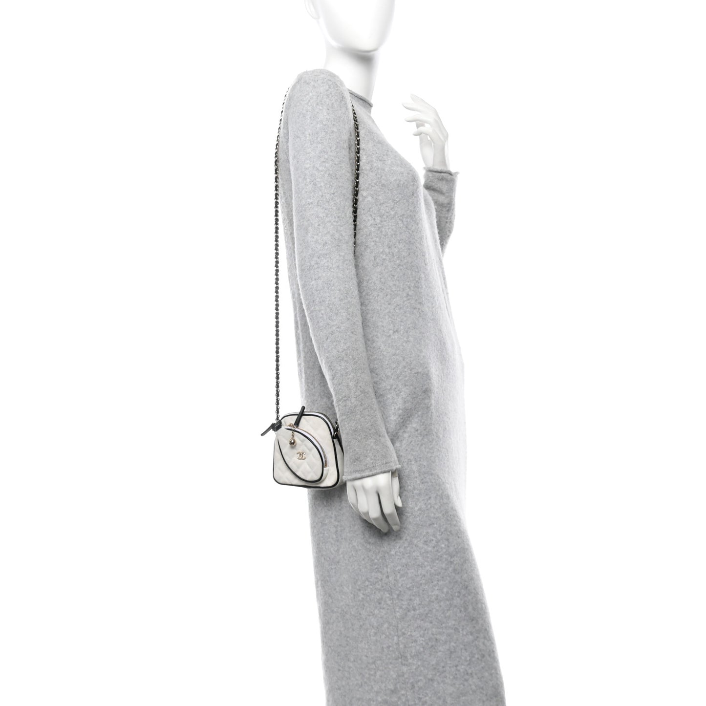 Canvas Calfskin Tennis Racket Mini Bag White Black