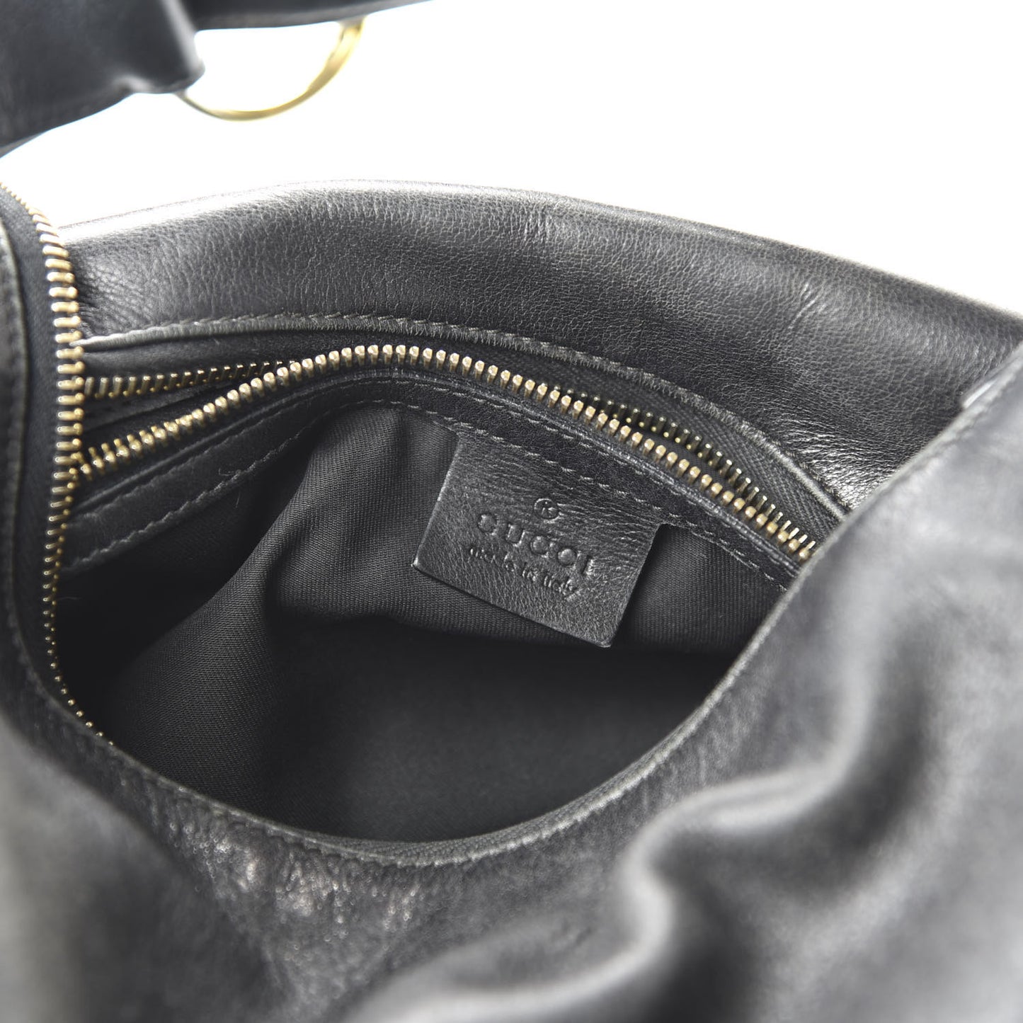 Calfskin Medium Horsebit Chain Hobo Black
