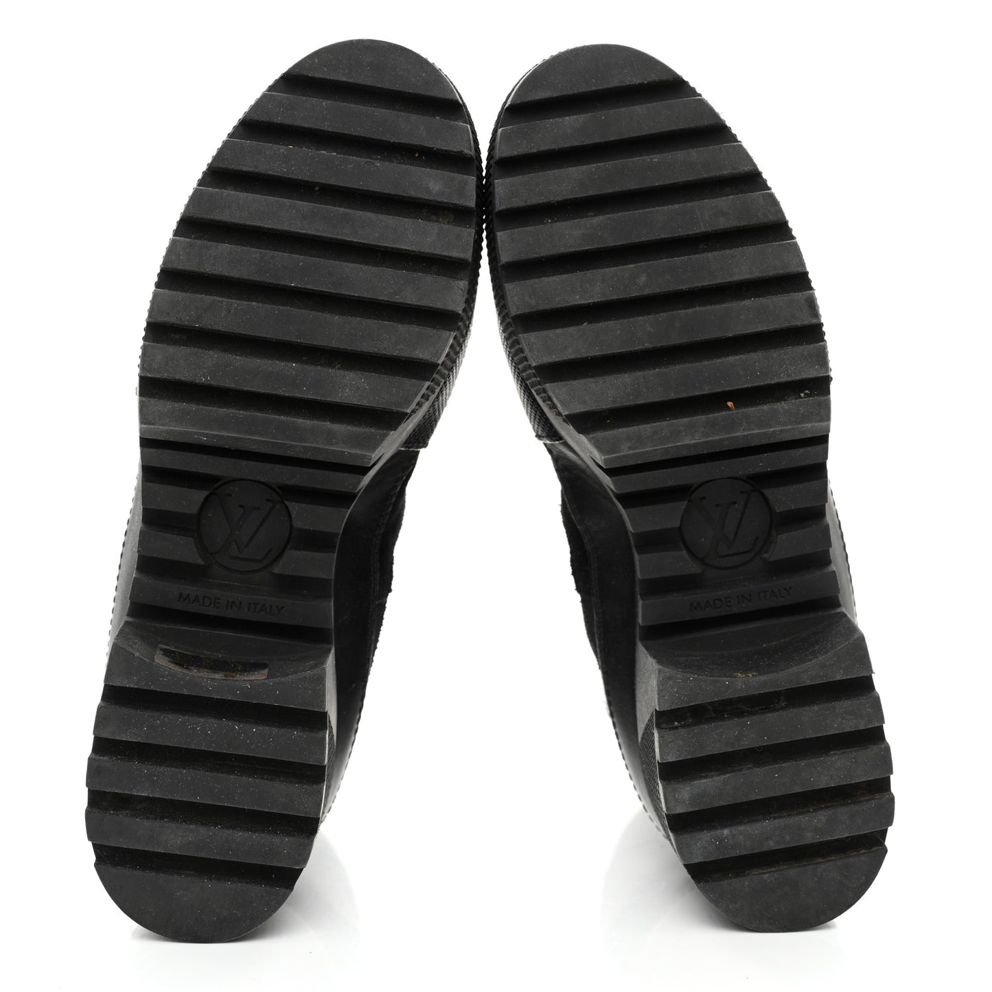 Suede Calfskin Monogram LV Black Heart Laureate Platform Desert Boots 35.5 Black
