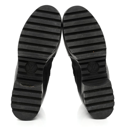 Louis Vuitton Suede Calfskin Monogram LV Black Heart Laureate Platform Desert Boots 35.5 Black 5 of 10