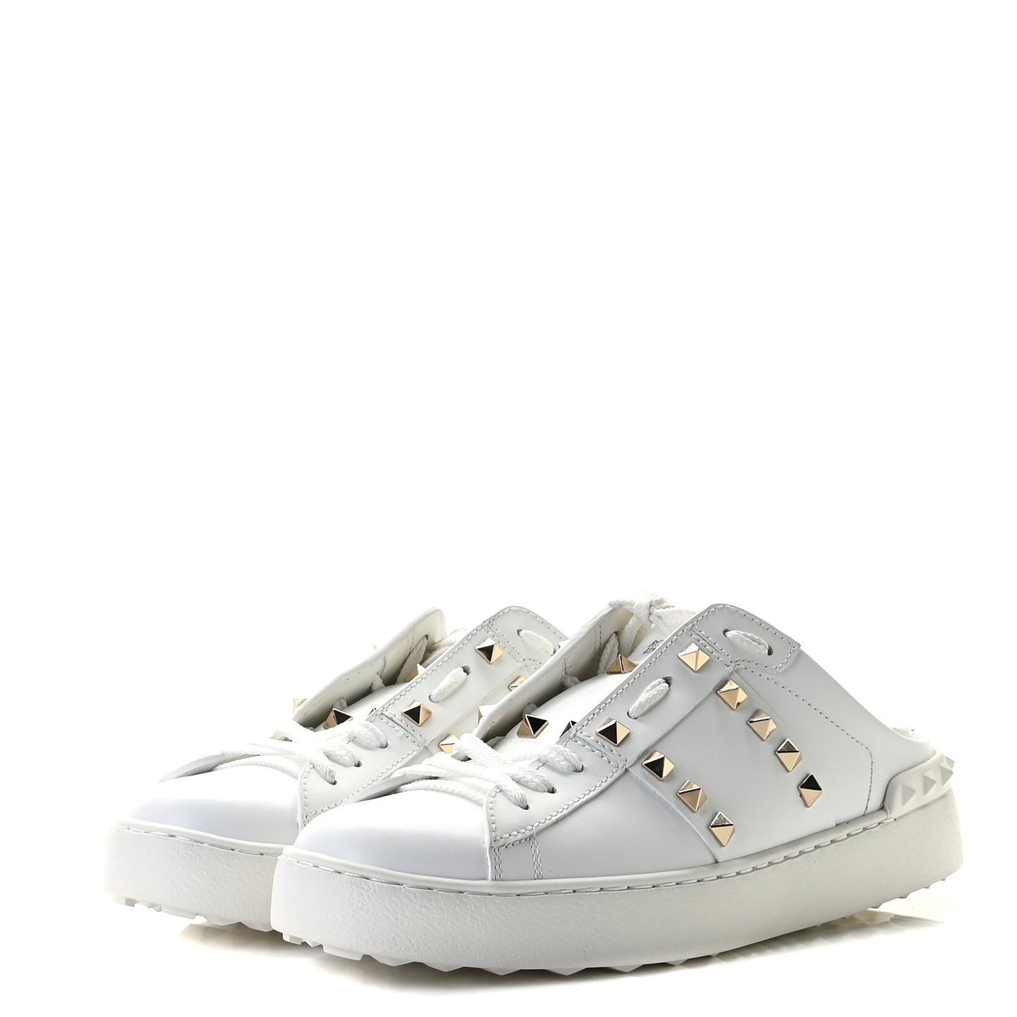 Calfskin Untitled Rockstud Sneakers 38.5 White
