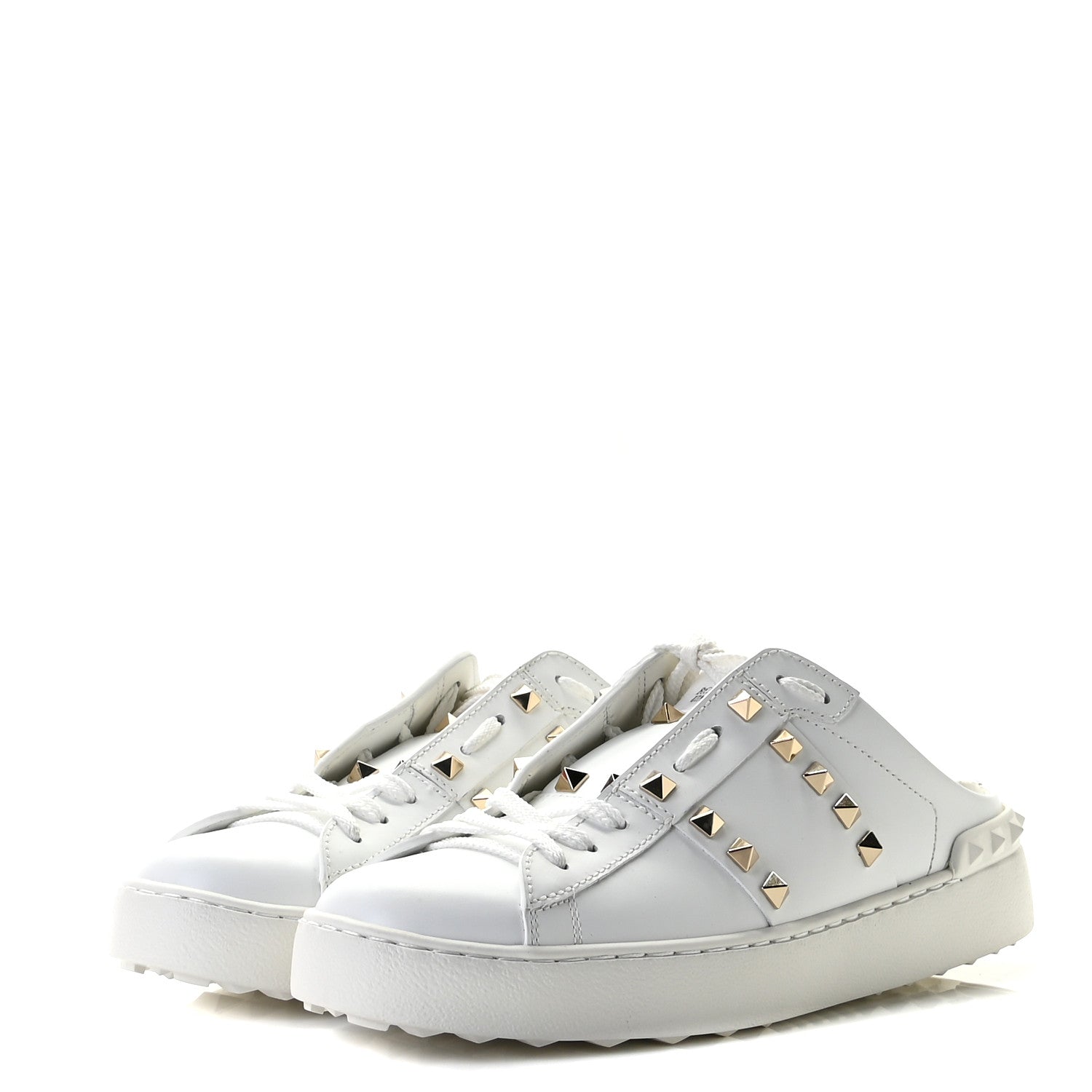 Valentino Garavani Calfskin Untitled Rockstud Sneakers 38.5 White 2 of 15