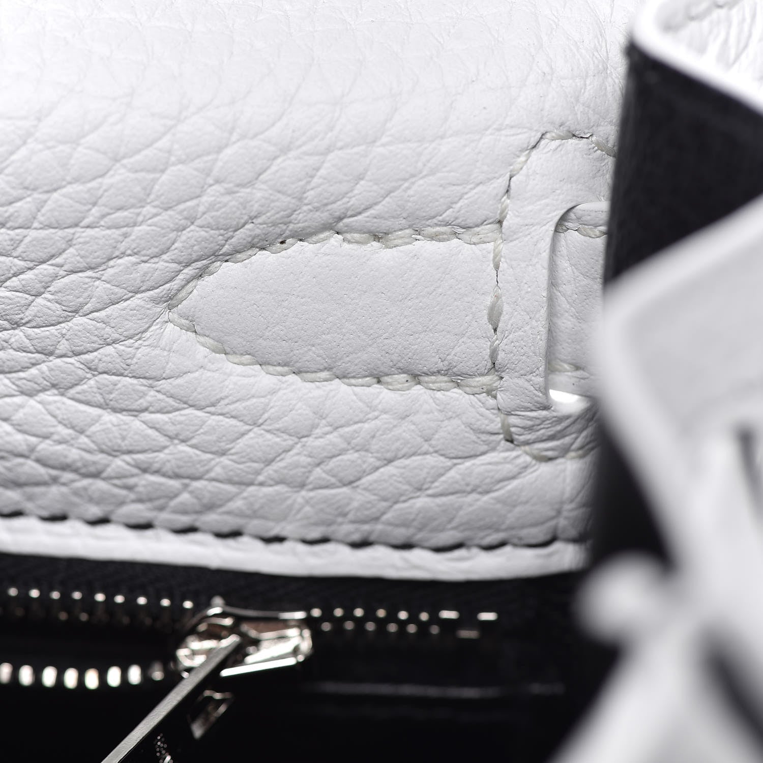 Hermes Taurillon Clemence Horseshoe Kelly Retourne 25 White Black 17 of 43