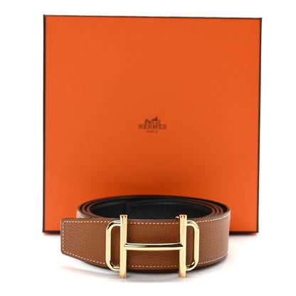 Hermes Chamonix Togo 32mm Royal Belt 120 Black Gold 5 of 5
