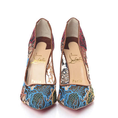 Christian Louboutin Lace Calfskin Crocodile Embossed Follies 100 Pumps 35.5 Cuoio Multicolor 2 of 7