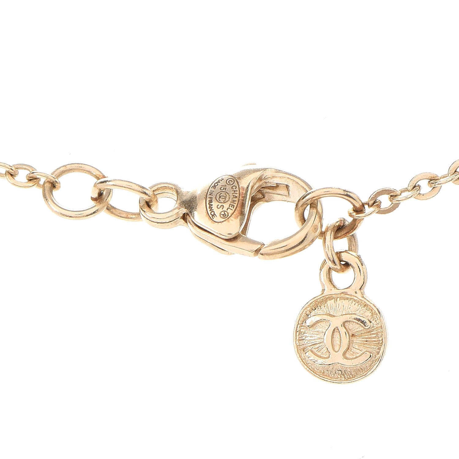 Chanel Crystal CC Necklace Light Gold 6 of 6