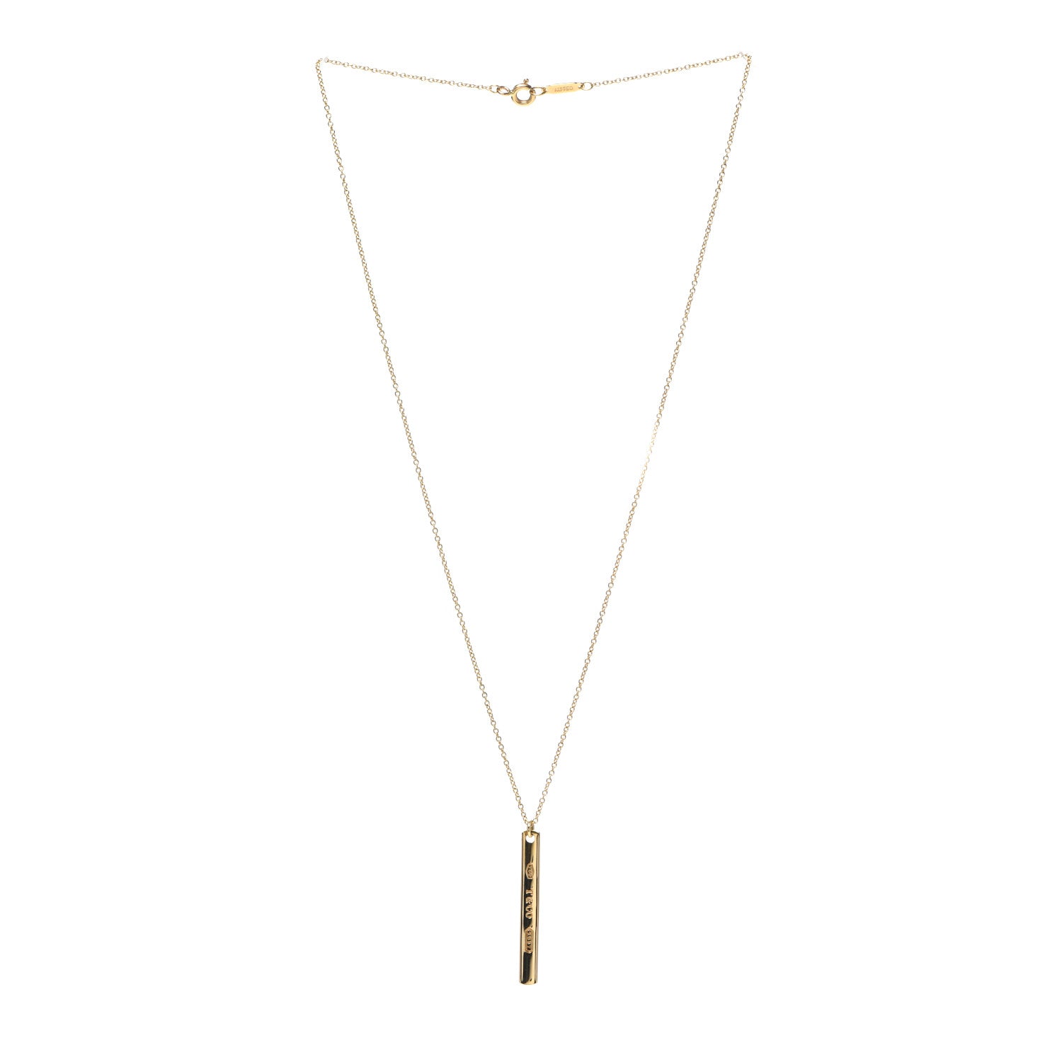 Tiffany 18K Yellow Gold 1837 Bar Pendant Necklace 3 of 6
