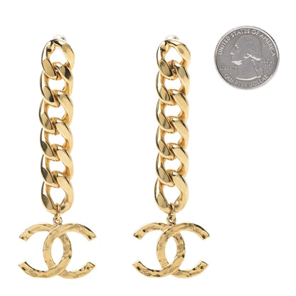 Chanel Metal CC Pick Drop Earrings Gold 2 of 5
