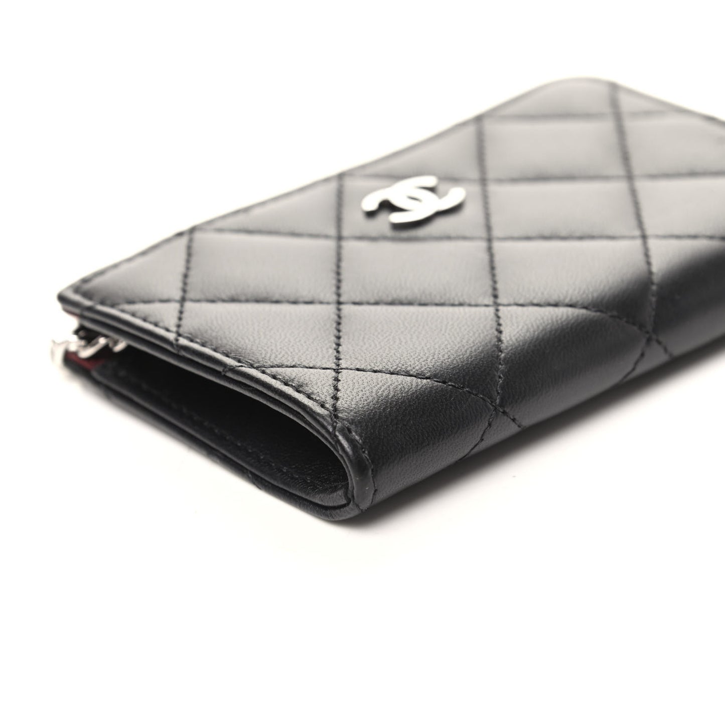 Lambskin Quilted Key Holder Case Black