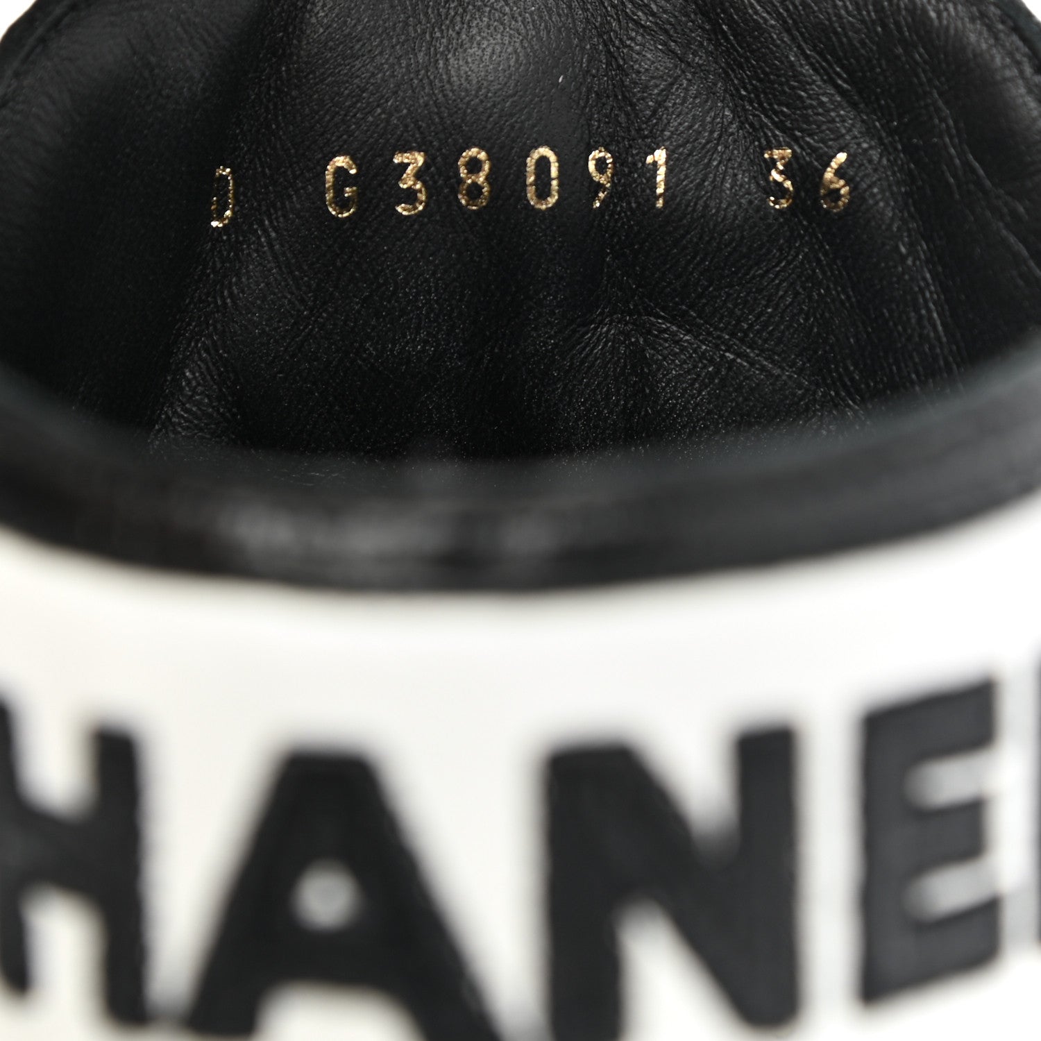 Chanel Aged Calfskin Lace Up Cap Toe Sneakers 36 Black White 8 of 9