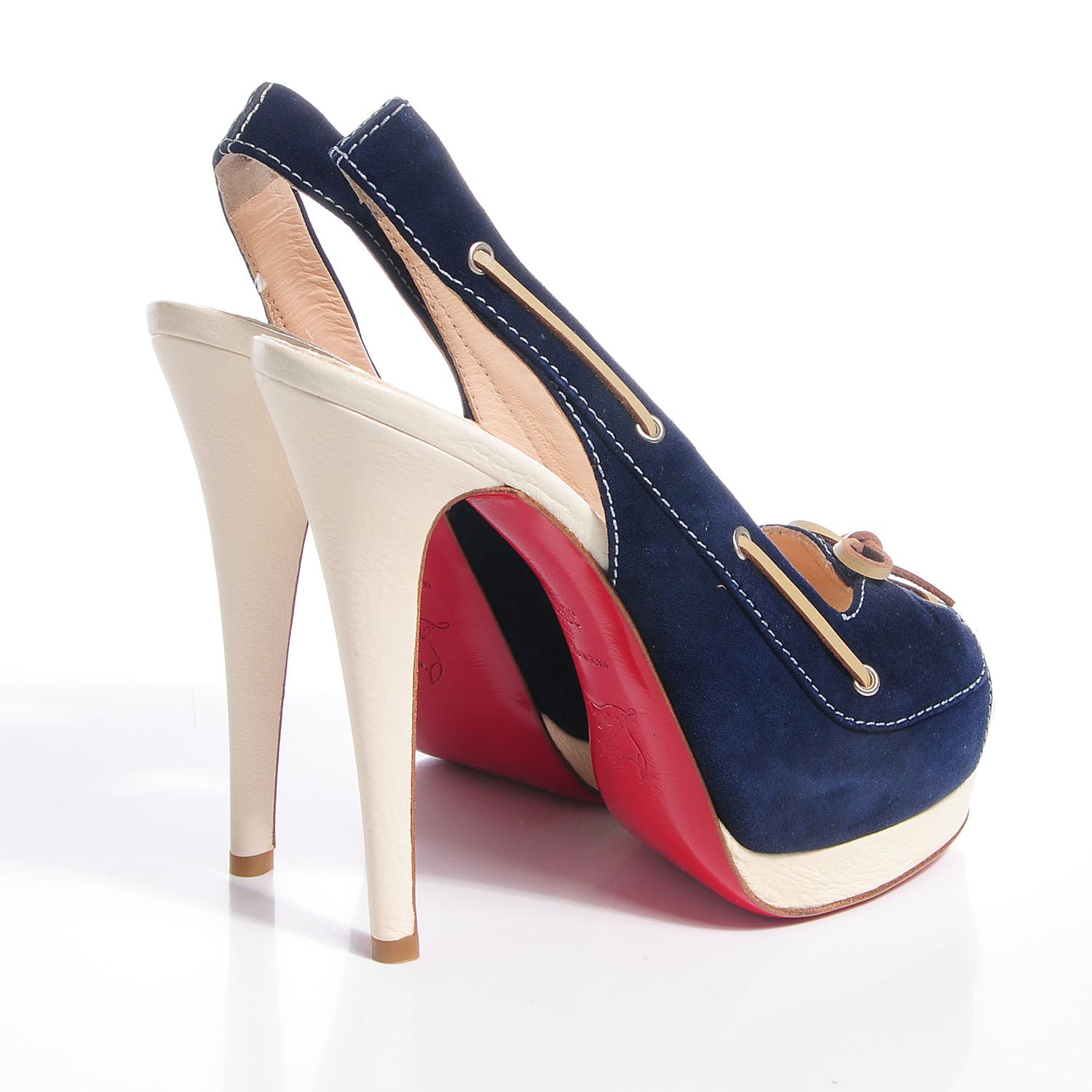 Christian Louboutin Suede Jefferson Plato 140 Pumps 36.5 Navy 4 of 7