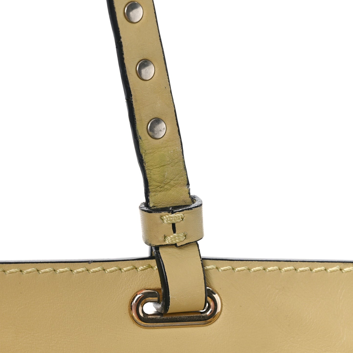 Vitello Monochrome Medium Rockstud Tote Light Yellow