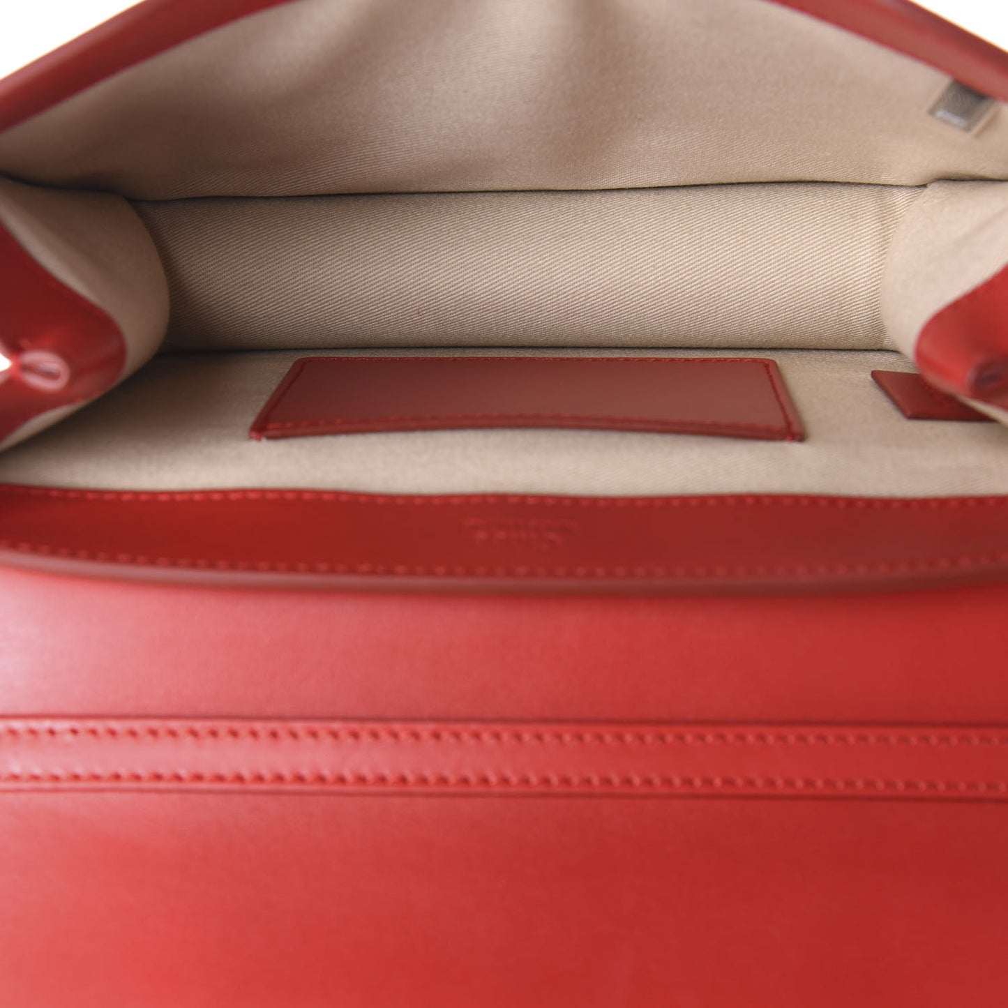 Calfskin Suede C Clutch With Chain Plaid Red