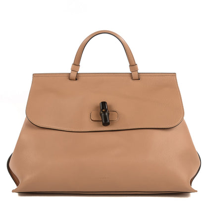 Gucci Cellarius Calfskin Large Bamboo Daily Top Handle Bag Camelia 1 of 6