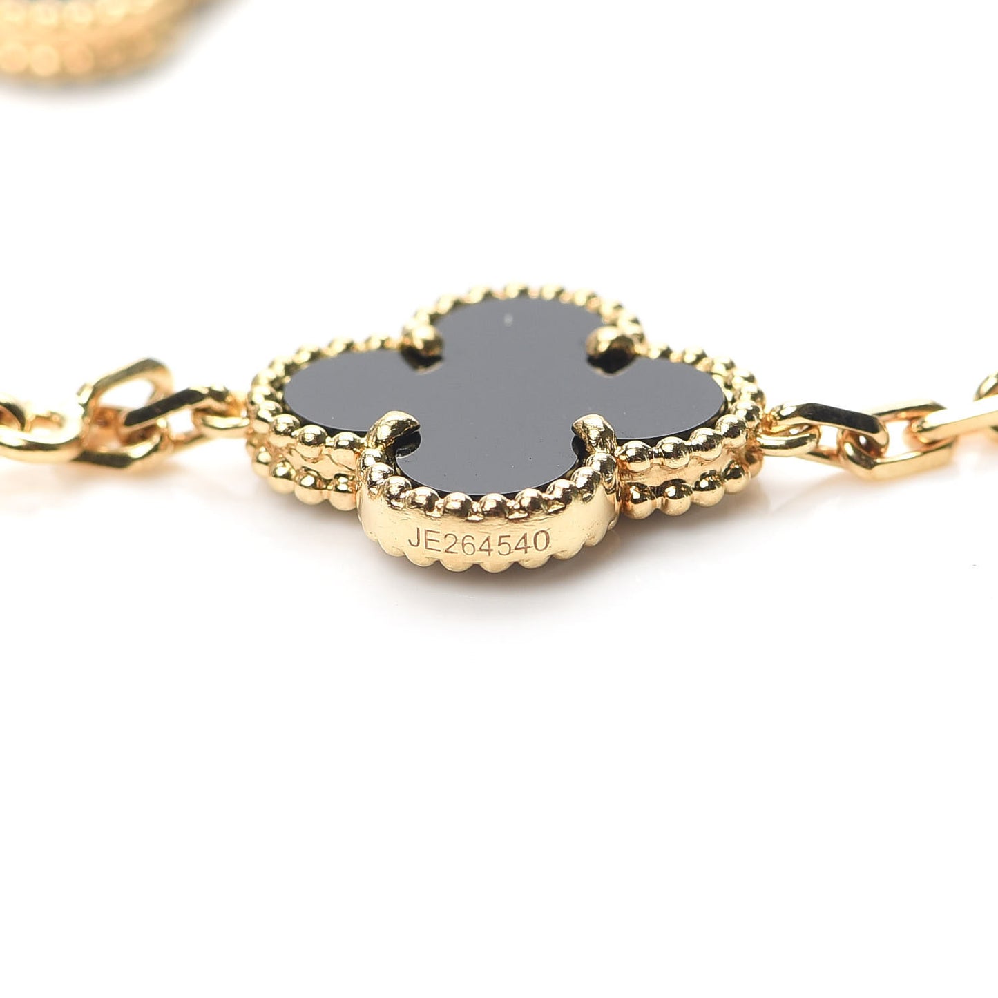 18K Yellow Gold Black Onyx 5 Motifs Vintage Alhambra Bracelet
