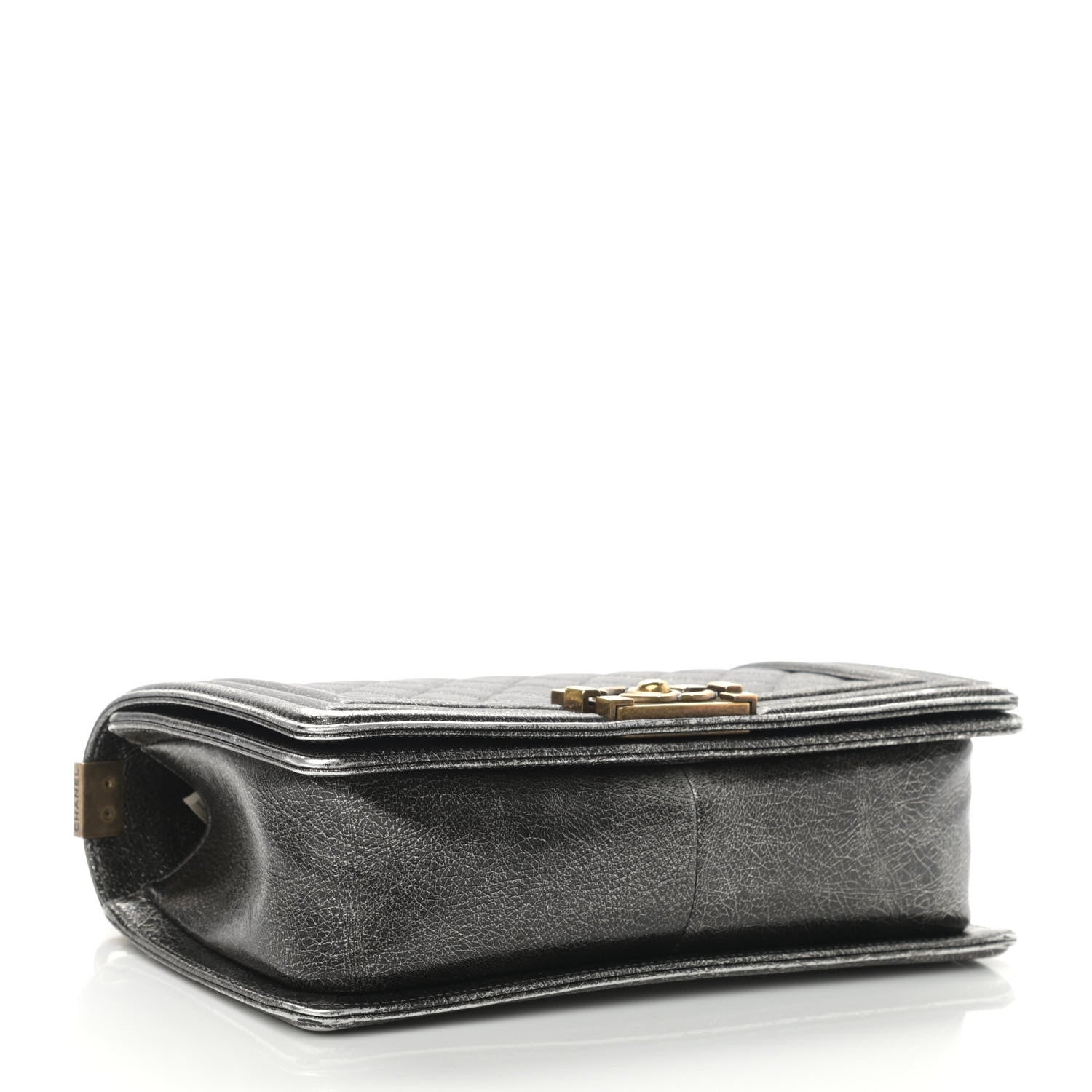 Chanel Cracked Metallic Calfskin Quilted Medium Boy Flap Dark Silver 4 of 11