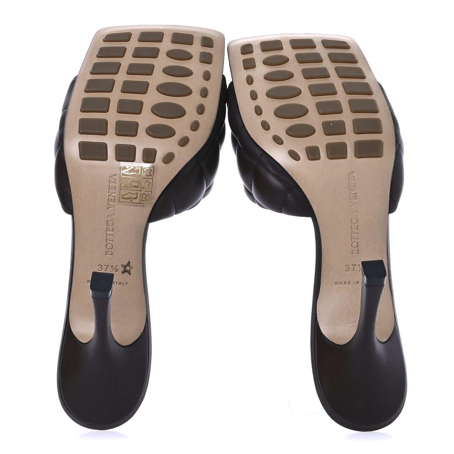 Nappa Matelasse Padded Mule Sandals 37.5 Chocolate