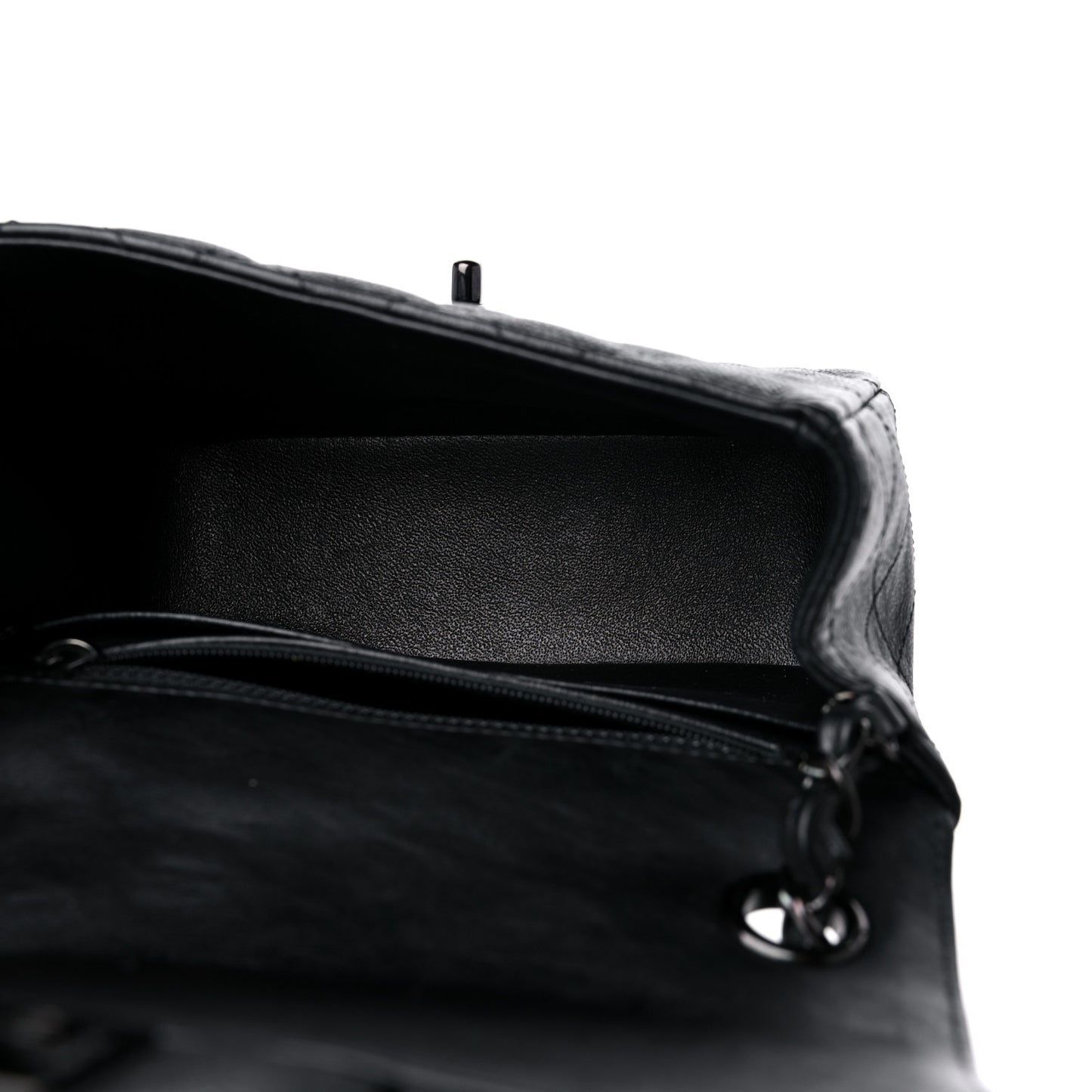 Crumpled Calfskin Quilted Mini Square Flap So Black