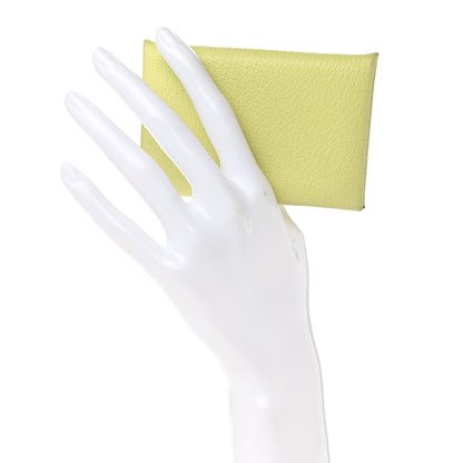 Hermes Chevre Mysore Verso Calvi Card Case Jaune Bourgeon Nata 2 of 8