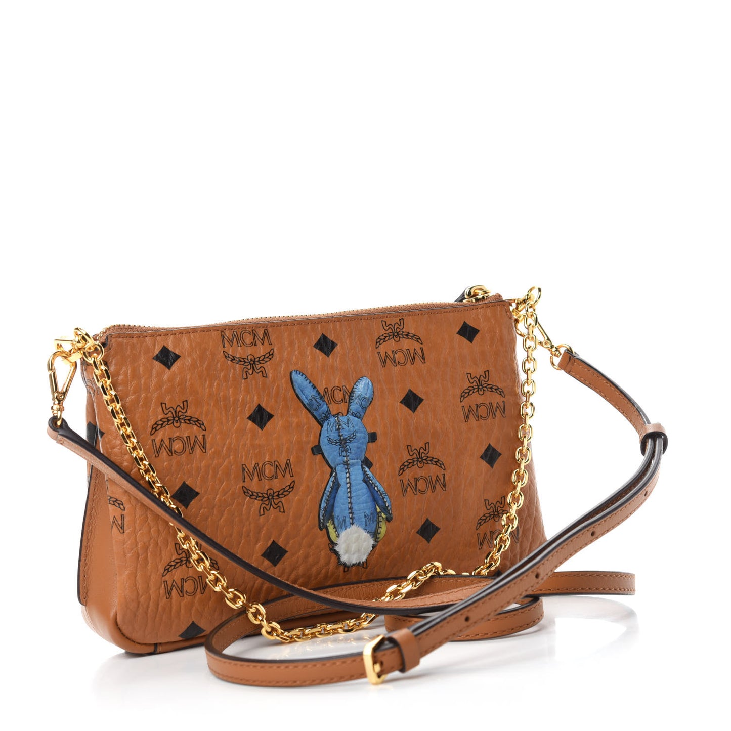 Visetos Rabbit Crossbody Pouch Cognac