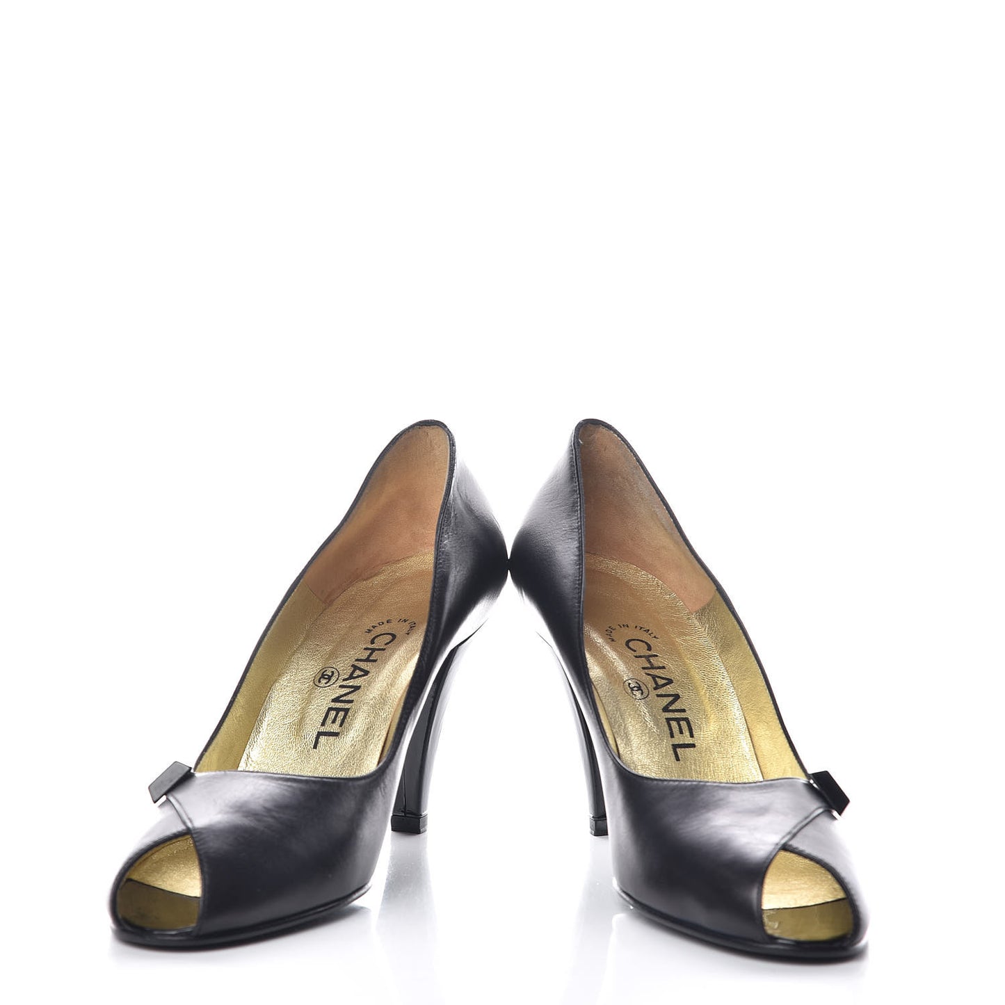 Lambskin CC Peep Toe Pumps 39 Black