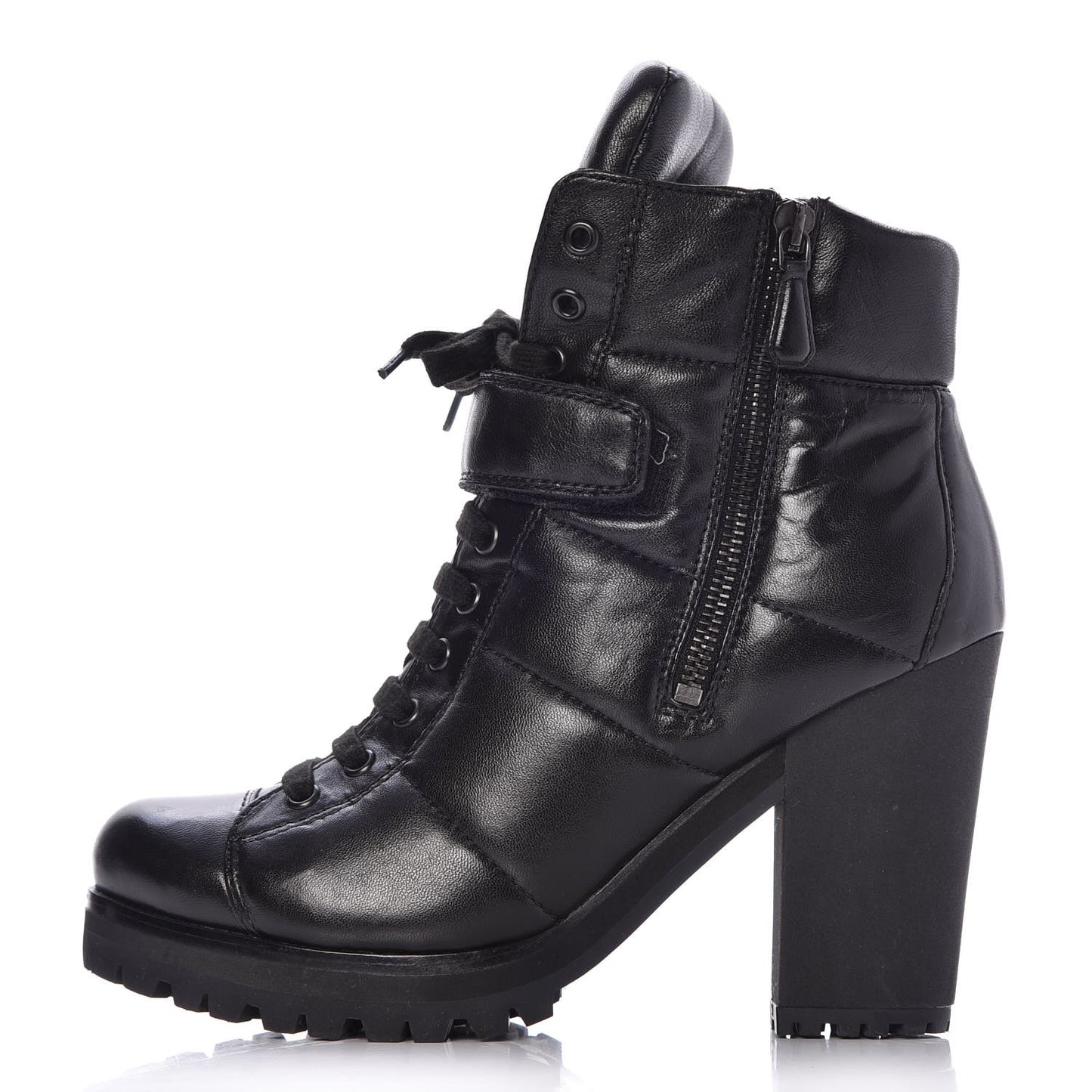 Nappa Lace Up Ankle Boots 38 Black