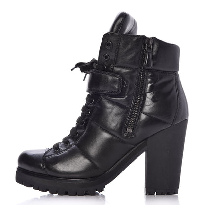 Prada Nappa Lace Up Ankle Boots 38 Black 1 of 13