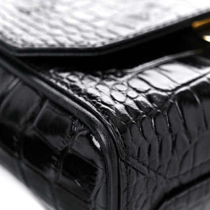 Givenchy Calfskin Crocodile Embossed Eden Mini Top Handle Black 7 of 16